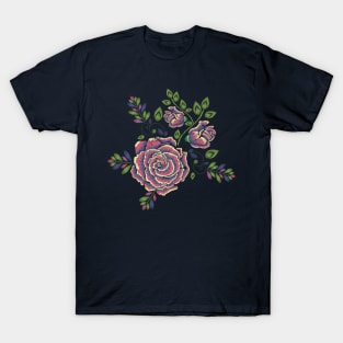 Embroidery Rose Ornament T-Shirt